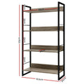 Artiss 4 Tier Bookshelf Black Oak Wood Storage Display