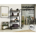 Artiss 4 Tier Bookshelf Black Oak Wood Storage Display