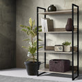 Artiss 4 Tier Bookshelf Black Oak Wood Storage Display