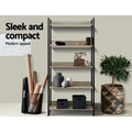 Artiss 5 Tier Bookshelf Black Oak Storage Shelves