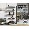 Artiss 5 Tier Bookshelf Black Oak Storage Shelves