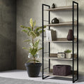 Artiss 5 Tier Bookshelf Black Oak Storage Shelves