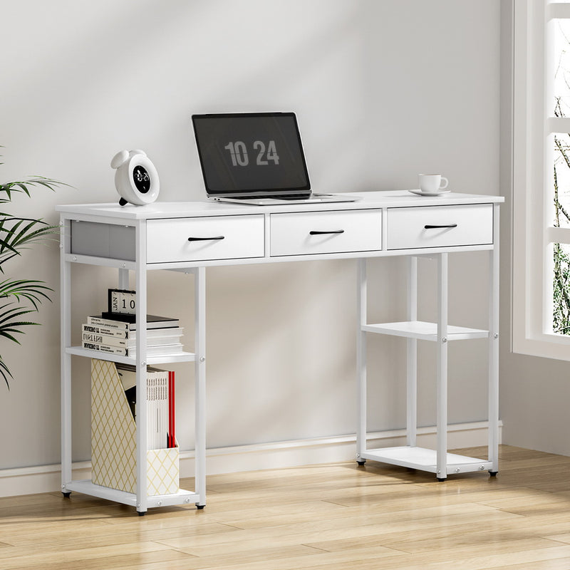 Artiss Computer Desk 120cm White Drawer Shelves Study Table
