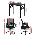 Artiss Foldable Computer Desk Office Chair Set Black Study Table
