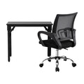 Artiss Foldable Computer Desk Office Chair Set Black Study Table