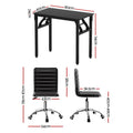 Artiss Computer Desk Office Chair PU Leather Black Foldable Study Set