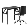 Artiss Computer Desk Office Chair PU Leather Black Foldable Study Set