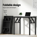 Artiss Computer Desk Office Chair PU Leather Black Foldable Study Set