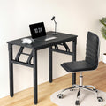 Artiss Computer Desk Office Chair PU Leather Black Foldable Study Set