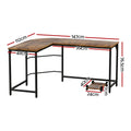 Artiss L-Shape Computer Desk 147CM CPU Stand Brown
