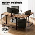 Artiss L-Shape Computer Desk 147CM CPU Stand Brown