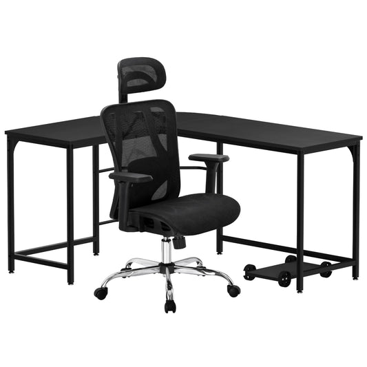 Artiss L-Shape Corner Computer Desk Ergonomic Office Chair Mesh