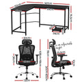 Artiss L-Shape Corner Computer Desk Ergonomic Office Chair Mesh