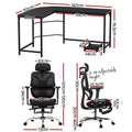 Artiss L-Shape Computer Desk Ergonomic Office Chair Mesh