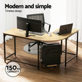 Artiss L-Shape Computer Desk 147cm CPU Stand Oak