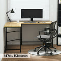 Artiss L-Shape Computer Desk 147cm CPU Stand Oak