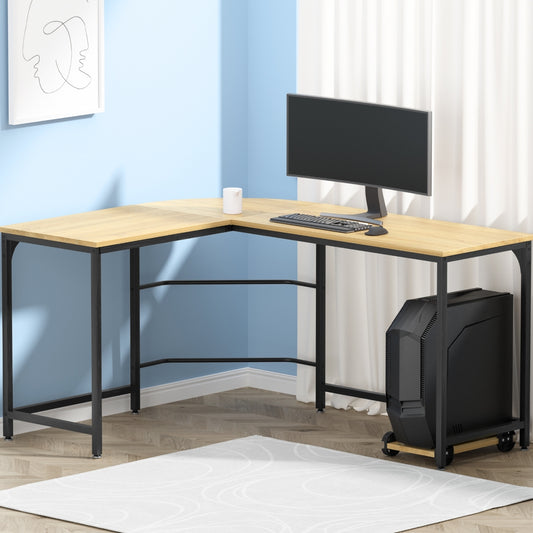 Artiss L-Shape Computer Desk 147cm CPU Stand Oak