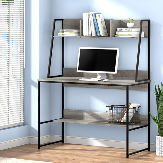 Artiss Computer Desk with Bookshelf Storage Grey 100cm