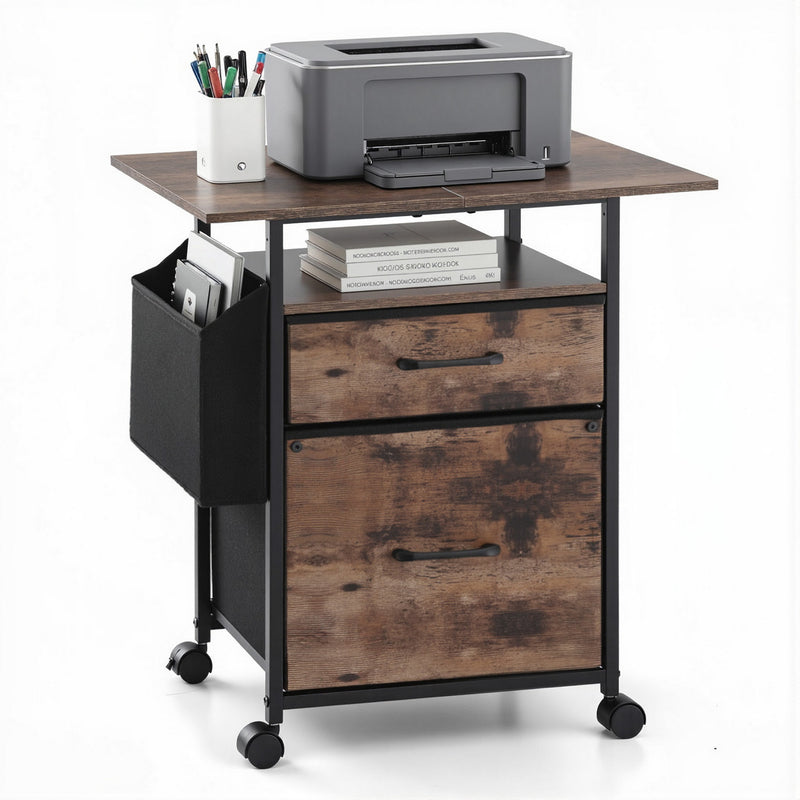 Artiss 2 Drawer Fabric File Cabinet Printer Stand Rolling Side Bag