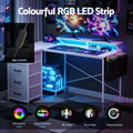 Artiss 140cm L Shaped Gaming Desk LED Lights Power Outlets
