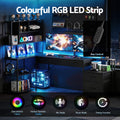Artiss 200cm L Shaped Gaming Desk LED Lights Power Outlets
