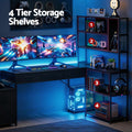 Artiss 200cm L Shaped Gaming Desk LED Lights Power Outlets