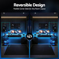 Artiss 200cm L Shaped Gaming Desk LED Lights Power Outlets