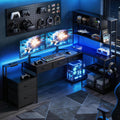 Artiss 200cm L Shaped Gaming Desk LED Lights Power Outlets