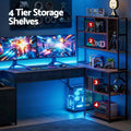 Artiss 200cm L Shaped Gaming Desk LED Lights Power Outlets