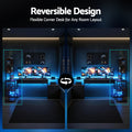 Artiss 200cm L Shaped Gaming Desk LED Lights Power Outlets