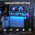 Artiss 145cm L Shaped Gaming Desk LED Lights Power Outlets