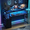 Artiss 145cm L Shaped Gaming Desk LED Lights Power Outlets