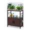 Artiss 20 Gallon Fish Tank Stand 3-Tier Aquarium Stand with Storage Cabinet and Open Shelf Walnut