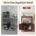 Artiss 20 Gallon Fish Tank Stand 3-Tier Aquarium Stand with Storage Cabinet and Open Shelf Walnut