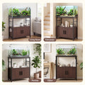 Artiss 20 Gallon Fish Tank Stand 3-Tier Aquarium Stand with Storage Cabinet and Open Shelf Walnut