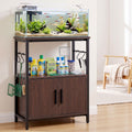Artiss 20 Gallon Fish Tank Stand 3-Tier Aquarium Stand with Storage Cabinet and Open Shelf Walnut