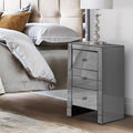 Artiss Bedside Table 3 Drawer Mirrored Glass Grey
