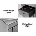 Artiss Bedside Table 3 Drawer Mirrored Glass Grey