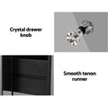 Artiss Bedside Table 3 Drawer Mirrored Glass Grey