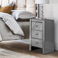 Artiss Bedside Table 3 Drawer Mirrored Glass Grey