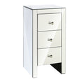 Artiss Mirrored Bedside Table 3 Drawers Silver