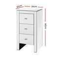 Artiss Mirrored Bedside Table 3 Drawers Silver