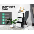 Artiss Mirrored Bedside Table 3 Drawers Silver