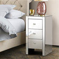 Artiss Mirrored Bedside Table 3 Drawers Silver