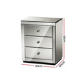 Artiss Bedside Table 3 Drawers Mirrored Grey