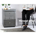 Artiss Bedside Table 3 Drawers Mirrored Grey