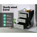 Artiss Bedside Table 3 Drawers Mirrored Grey