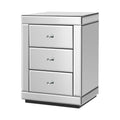 Artiss Bedside Table 3 Drawer Mirrored Silver