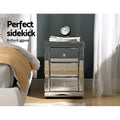 Artiss Bedside Table 3 Drawer Mirrored Silver