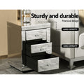 Artiss Bedside Table 3 Drawer Mirrored Silver
